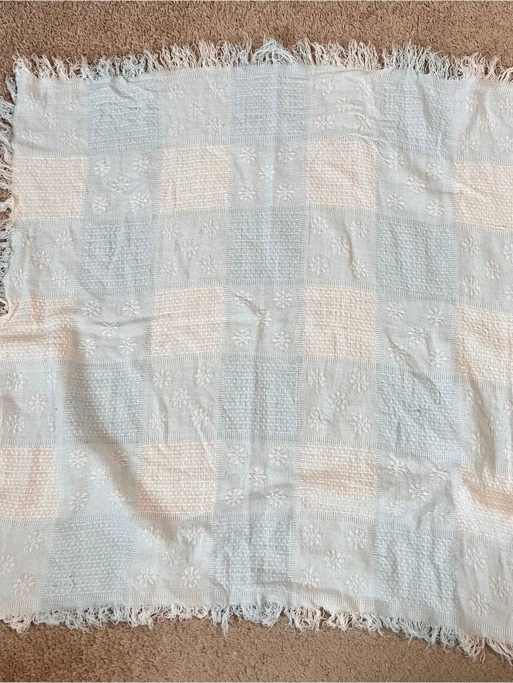 Vintage Pastel Striped Fringe Baby Blanket Set of 2